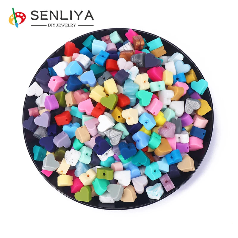 Silicone Loose Beads Food Grade Heart Shaped For Infant Nursing Pacifier Accessoires 100Pcs/Lot Baby Chewable Teething Beads