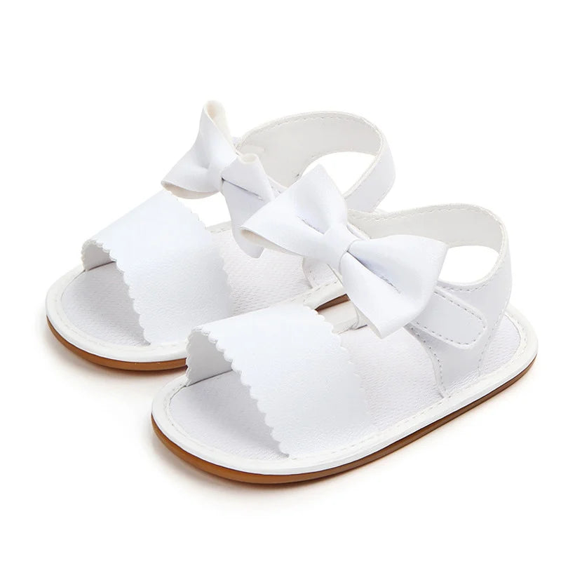 Toddler Girl Crib Shoes PU Newborn Bow Soft Sole Anti-slip Baby Sneakers Sandals Toddler Shoes Baby Shoes