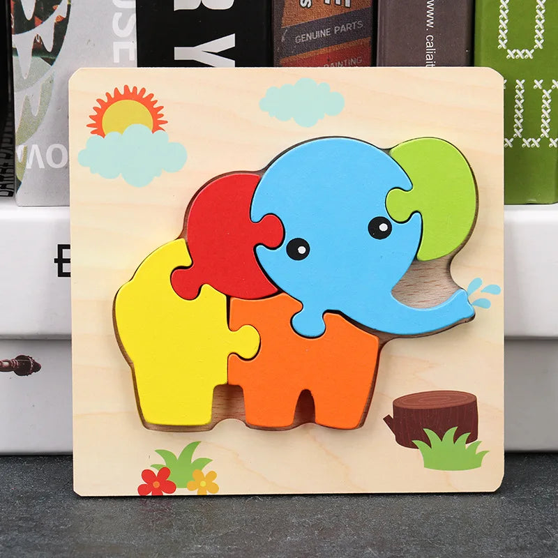 Wooden Jigsaw Puzzles Baby Animal Puzzles for Children 1 2 3 Years Kids Wood puzzle Games Educational Montessori Toys Child Gift