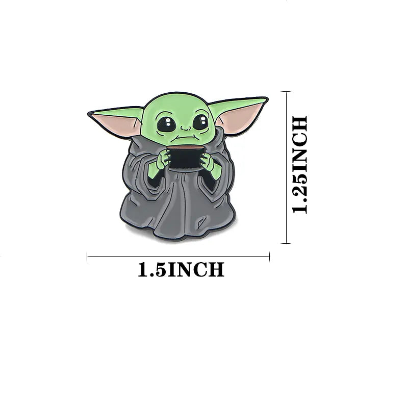 LT848 Cute Baby Yoda Enamel Pin Lapel Pins Badge Hats Clothes Backpack Decoration Jewelry Accessories Gifts