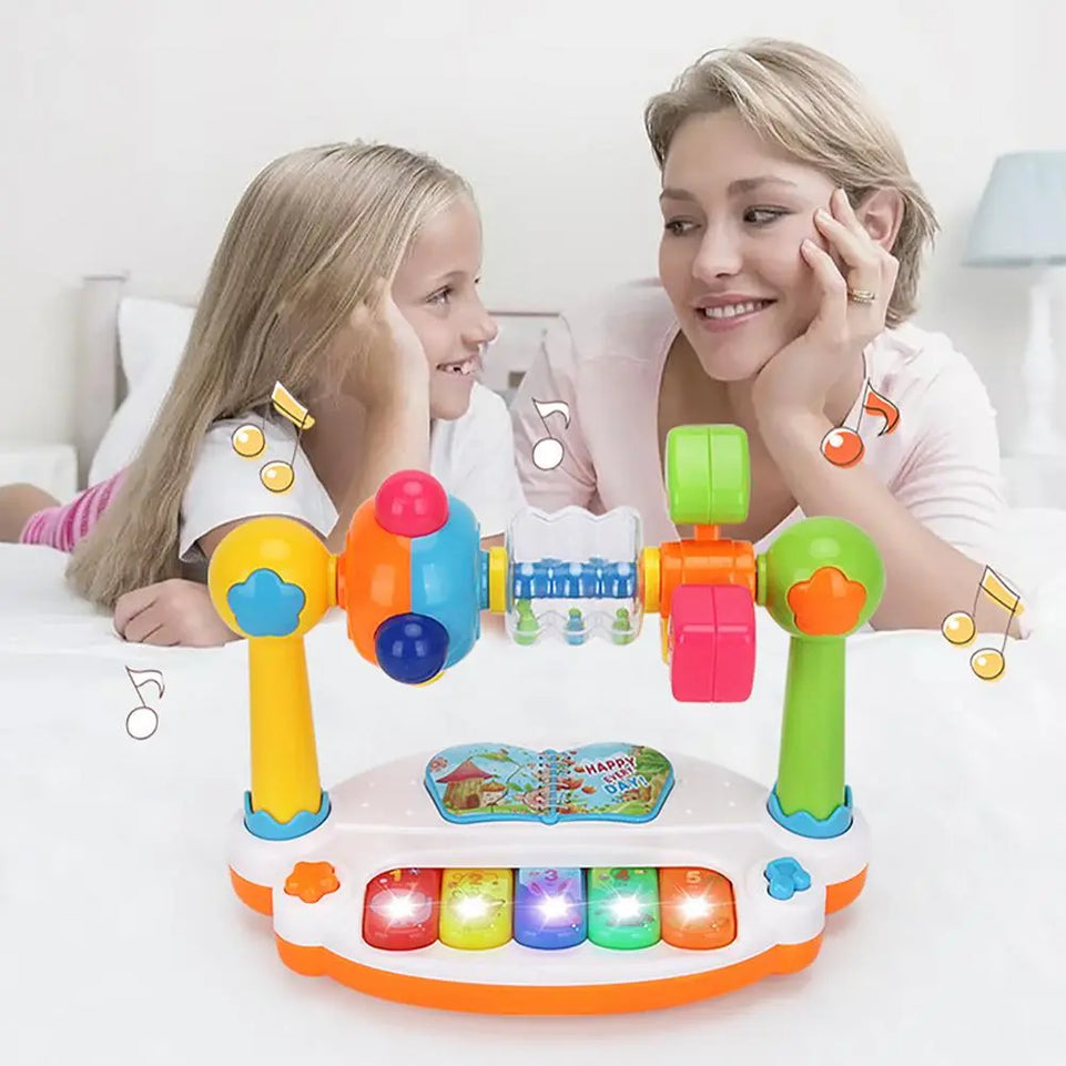 Baby Rotating Music Piano Toys Activity Table Kids Educational Toy with Light Sound Baby Musical Toys Christmas Birthday Present