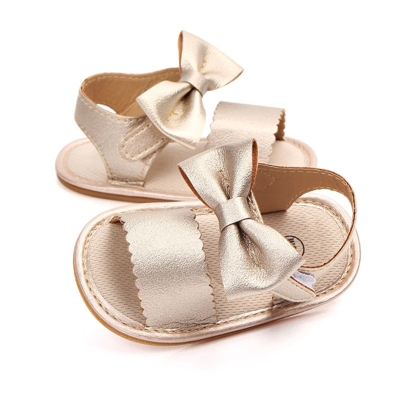 Toddler Girl Crib Shoes PU Newborn Bow Soft Sole Anti-slip Baby Sneakers Sandals Toddler Shoes Baby Shoes