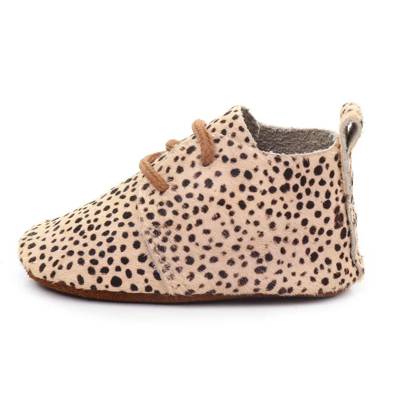 0-24M Baby Boys Girls Genuine Leather Shoes Baby Girls Soft Leopard Shoes Horse Hair Boys First walkers Baby moccasins Shoes