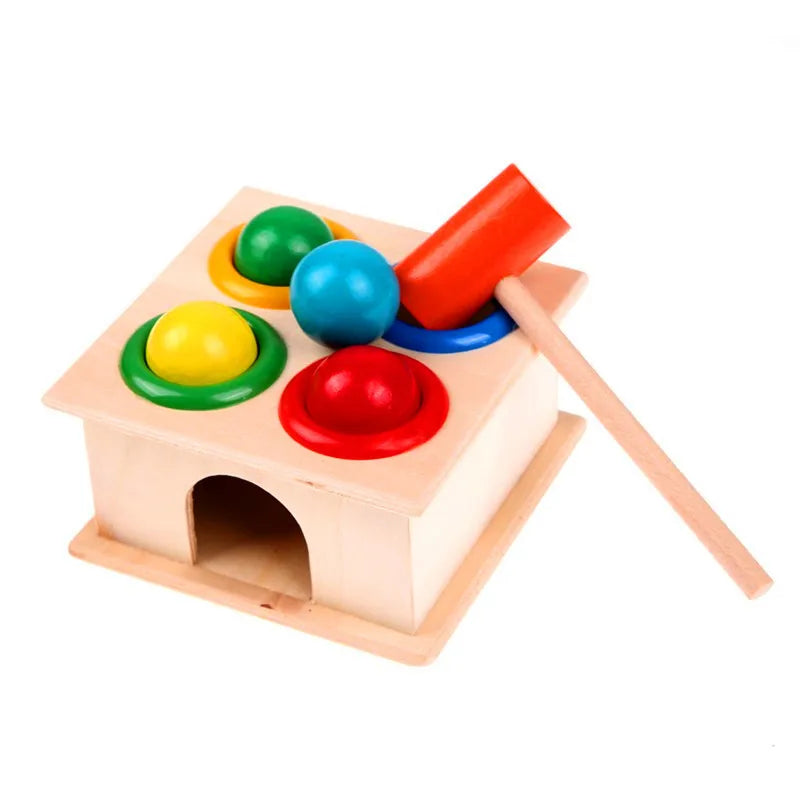 Montessori Baby Toy Kids 3D Wooden Ball Hammer Puzzles Early Learning Baby Games Toy Educational Children Birthday New Year Gift