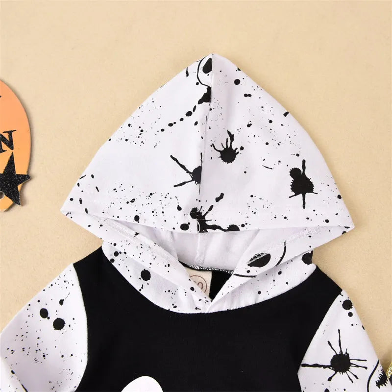 Newborn Infant Baby Girl Boy Clothes 2023 Halloween Baby Romper Long-Sleeve Hoodies Cotton Nightmare Print Jumpsuit 0-18Months