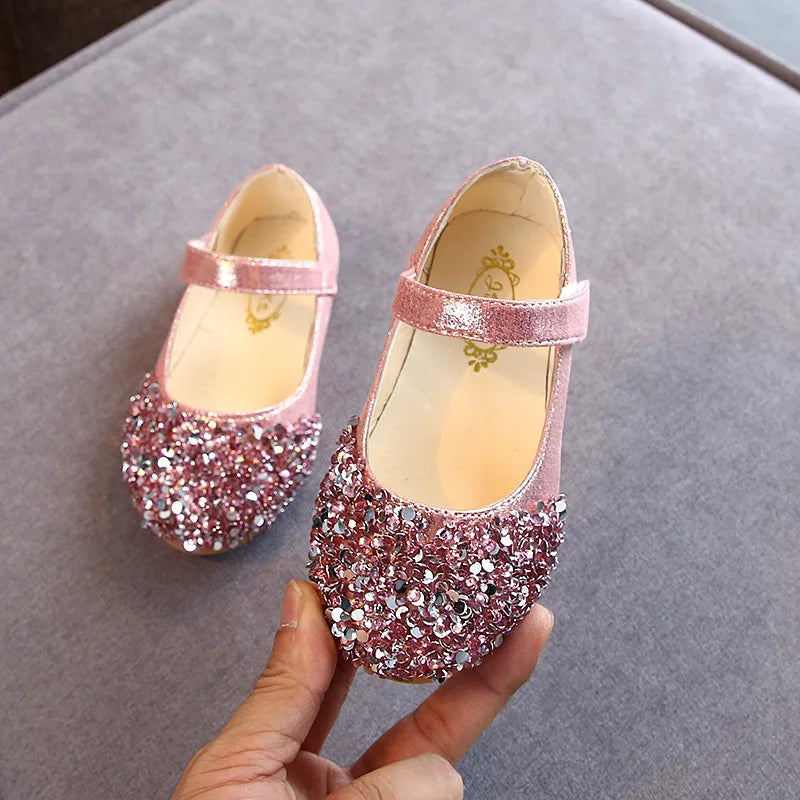 Princess Glitter Kids Leather Shoes Little Girls Dress Wedding Dancing Shose Children Shoes Baby 1 2 3 4 5 6 Year Old B03