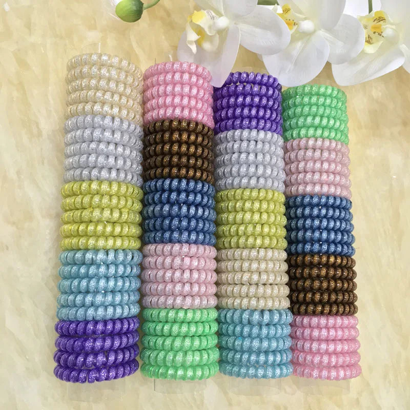 Glitter Metal Punk Hair Coil Ties Rubber Elastic Hair Bands Rope Ponytail Holders Girls Womens Hair Accessoires