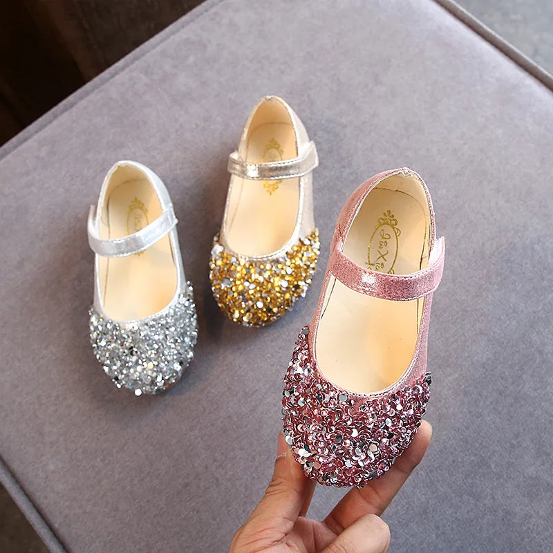 Princess Glitter Kids Leather Shoes Little Girls Dress Wedding Dancing Shose Children Shoes Baby 1 2 3 4 5 6 Year Old B03