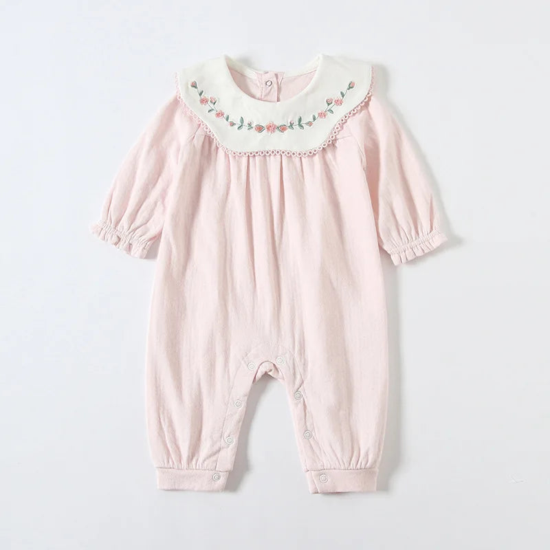 Baby Rompers Girls Newborn Clothes Cotton Embroidery Jumpsuits for Newborn Babies Clothing 0-18M 2 Color