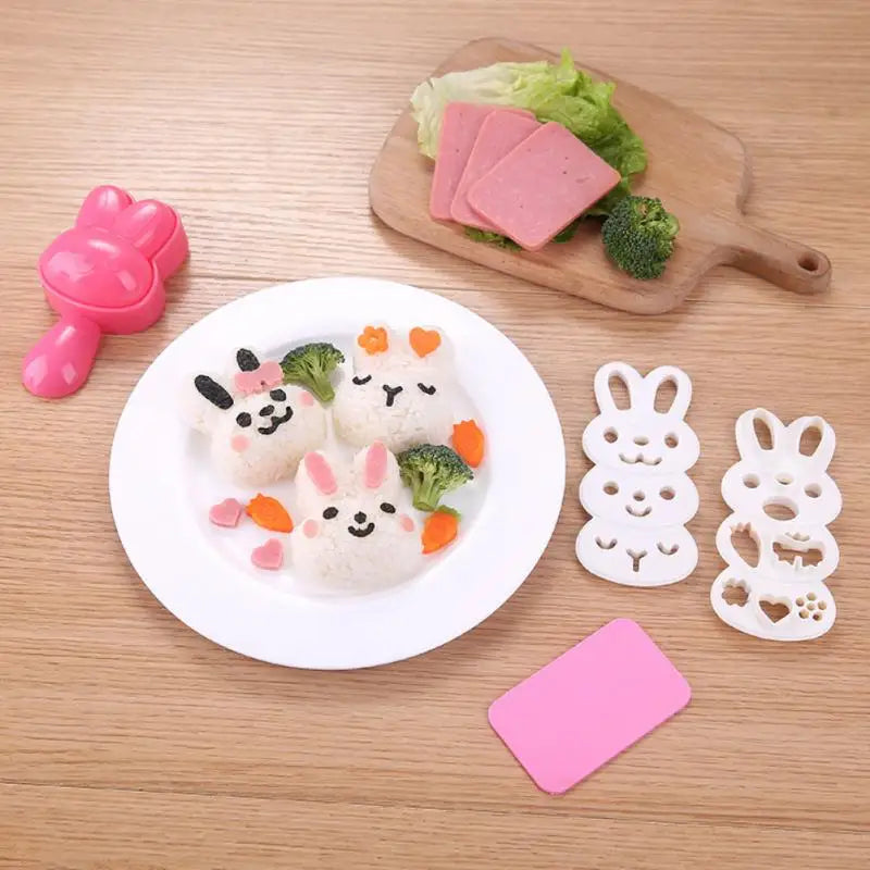 1 Set Cute Rabbit Sushi Maker Bento Decorating Japanese Onigiri Moulds Baby Kids Breakfast Mold Sushi Tools Kitchen Accessoires