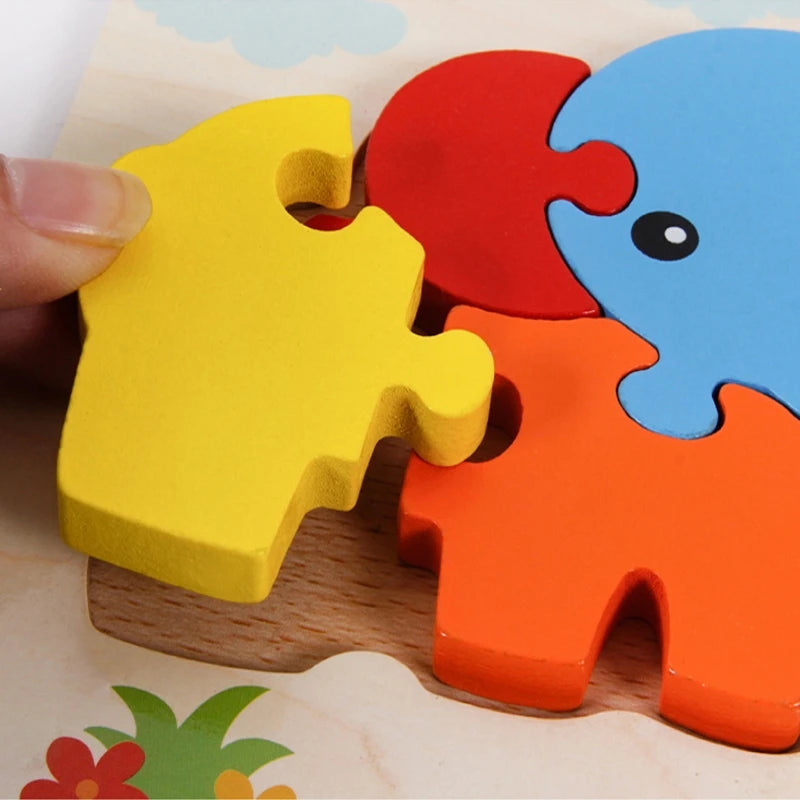Wooden Jigsaw Puzzles Baby Animal Puzzles for Children 1 2 3 Years Kids Wood puzzle Games Educational Montessori Toys Child Gift