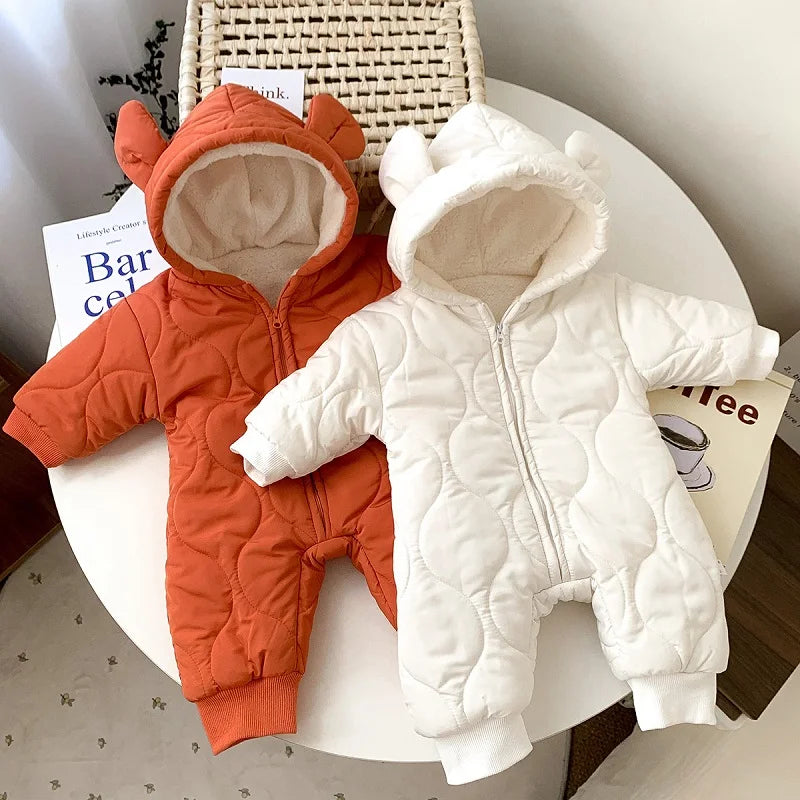 Baby clothes new boys and girls warm and thick one-piece cotton clothes baby cotton clothes plus velvet romper winter