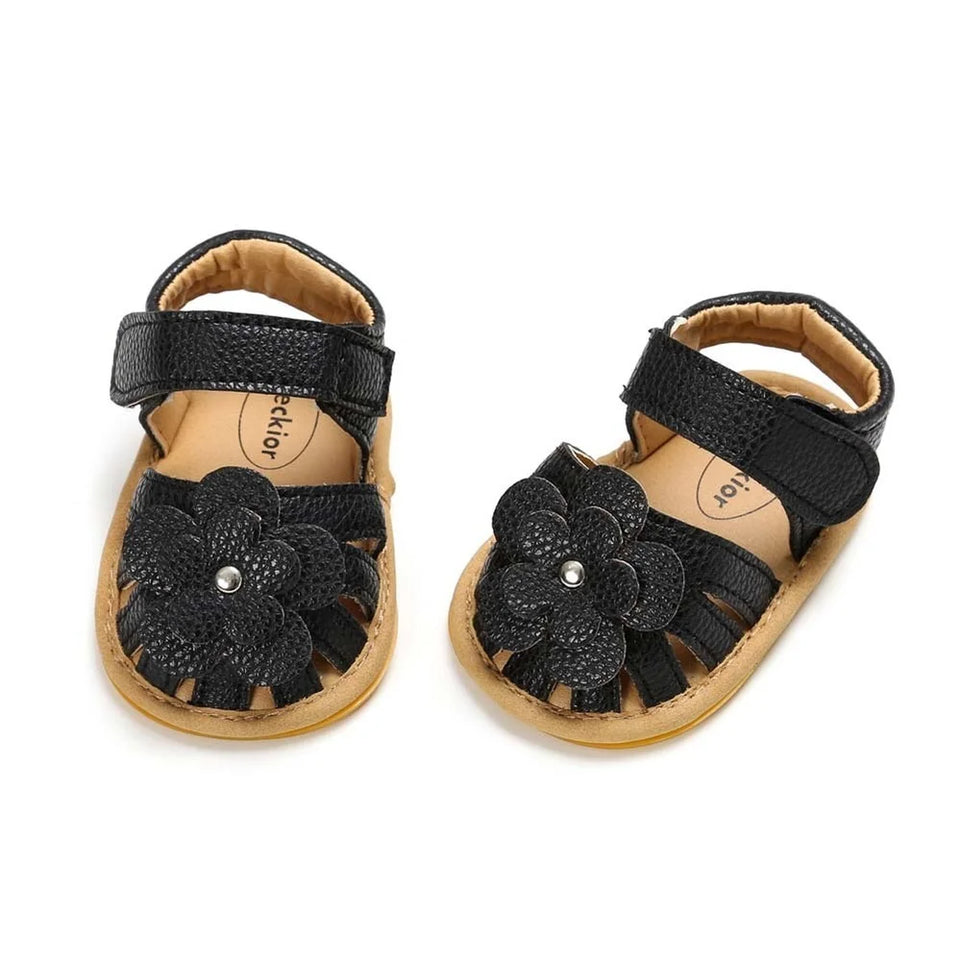 New Infant Baby Shoes Baby Boy Girl Shoes Toddler Flats Summer Sandal Flower Soft Rubber Sole Anti-Slip Crib Shoes First Walker