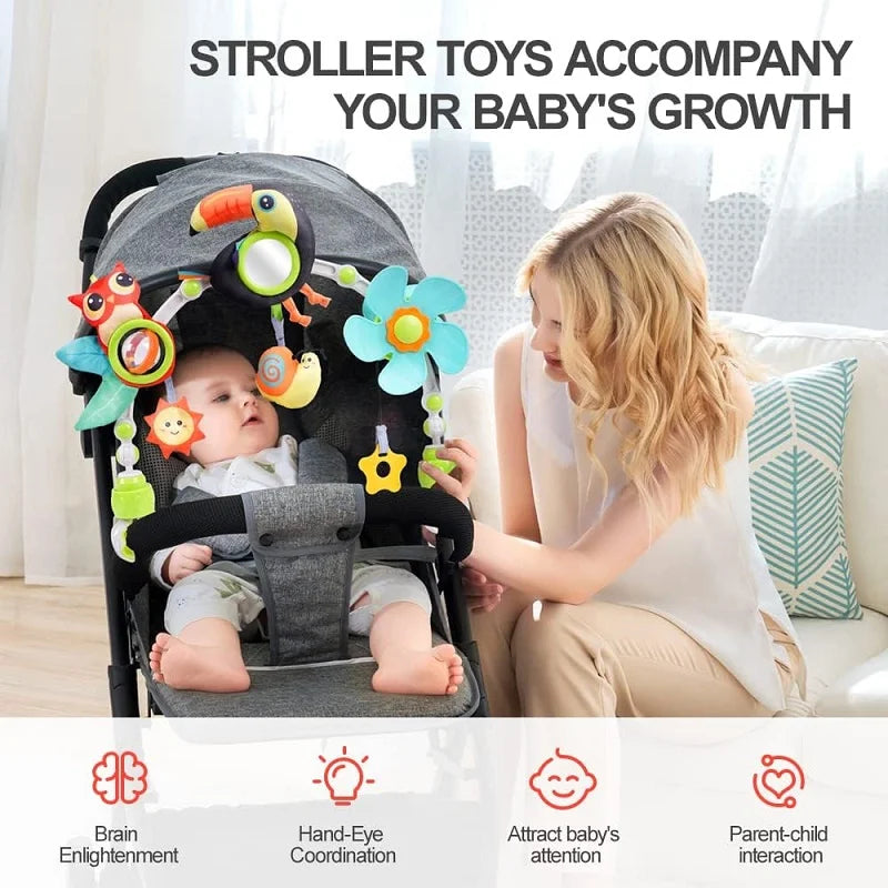 Baby Stroller Arch Toy Clip On Baby Pram Activity Arch Musical Sensory Toys Crib Mobile Travel Bassinet Car Seat Toys for Babies
