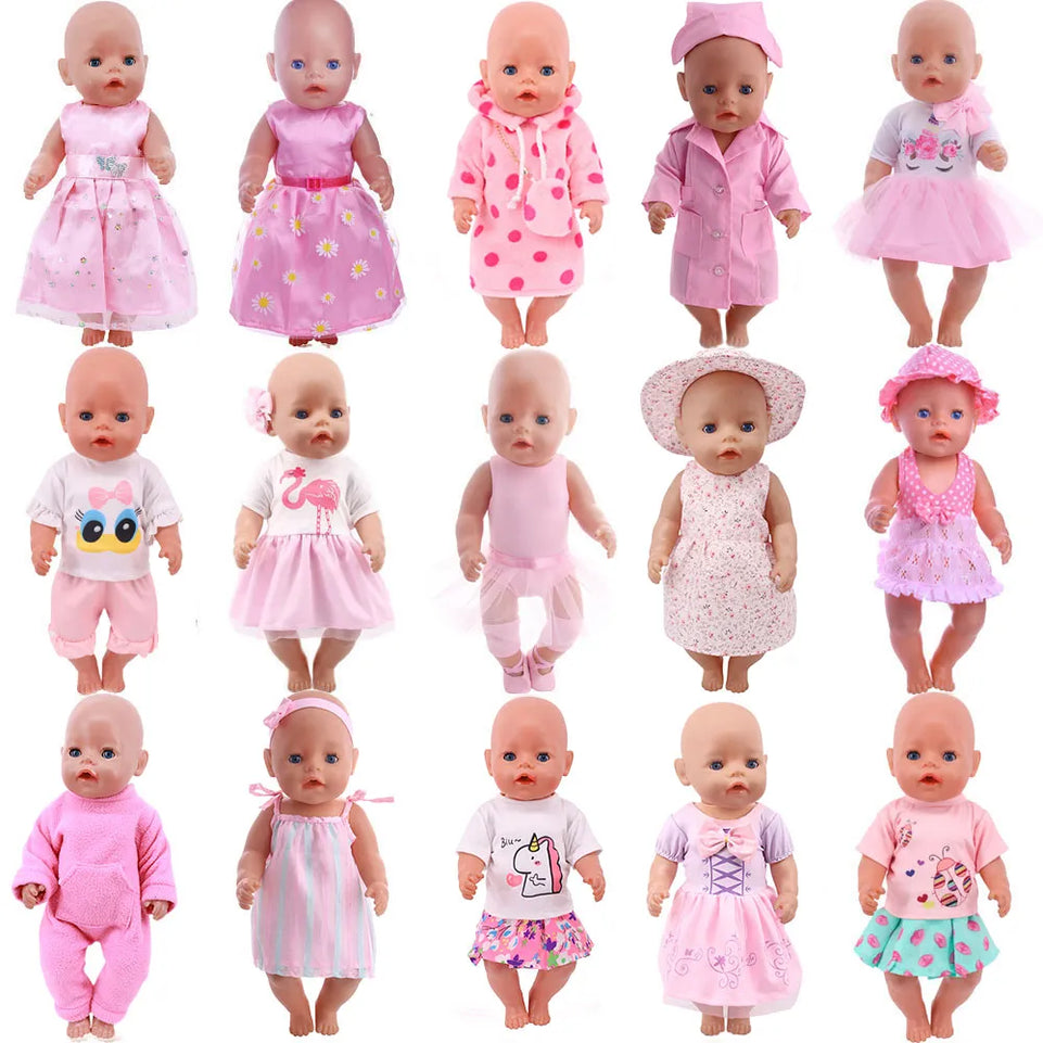 Lovely Pink Series Doll Accessories Clothes Swimwear Mini Bow Dress For 43Cm Rebirth Doll 18Inch Baby Doll DIY Toy Gifts