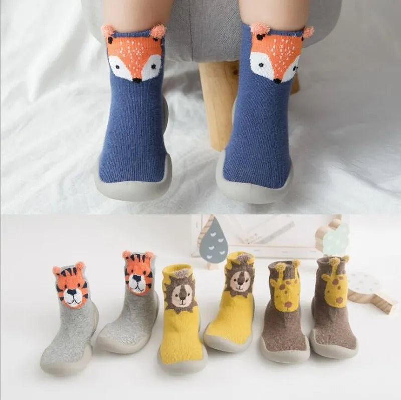 2023 Spring Baby Toddler Shoes Baby  Shoes Non-slip Fox Tiger  Thickening Shoes Sock Floor Shoes Foot Socks Animal Style Tz05