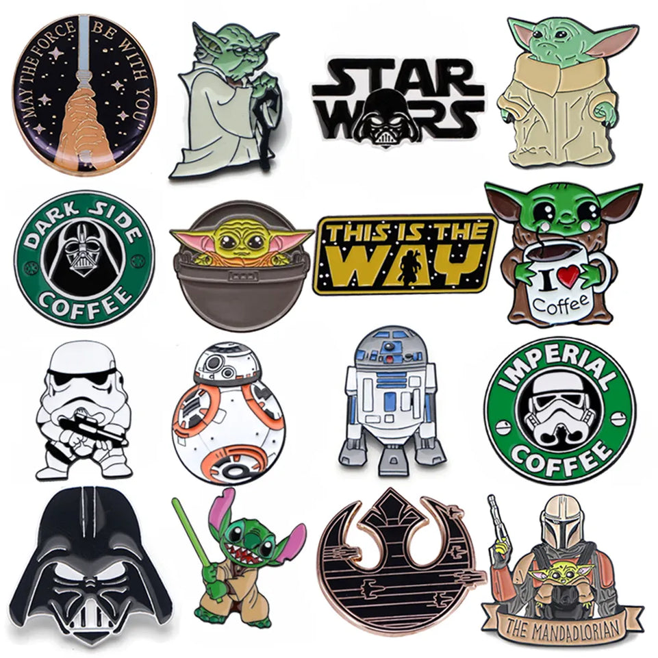LT848 Cute Baby Yoda Enamel Pin Lapel Pins Badge Hats Clothes Backpack Decoration Jewelry Accessories Gifts